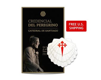 Credenziale ufficiale del Cammino + Adesivo con conchiglia di capesante + Carta con mappa del percorso