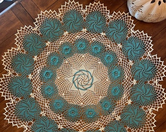 Turquoise Lace Doily - Crochet Lace Doily - Wedding Doily - Rustic Home Decor - Table Centerpiece - Pinwheel Doily - Doily Wall Decor