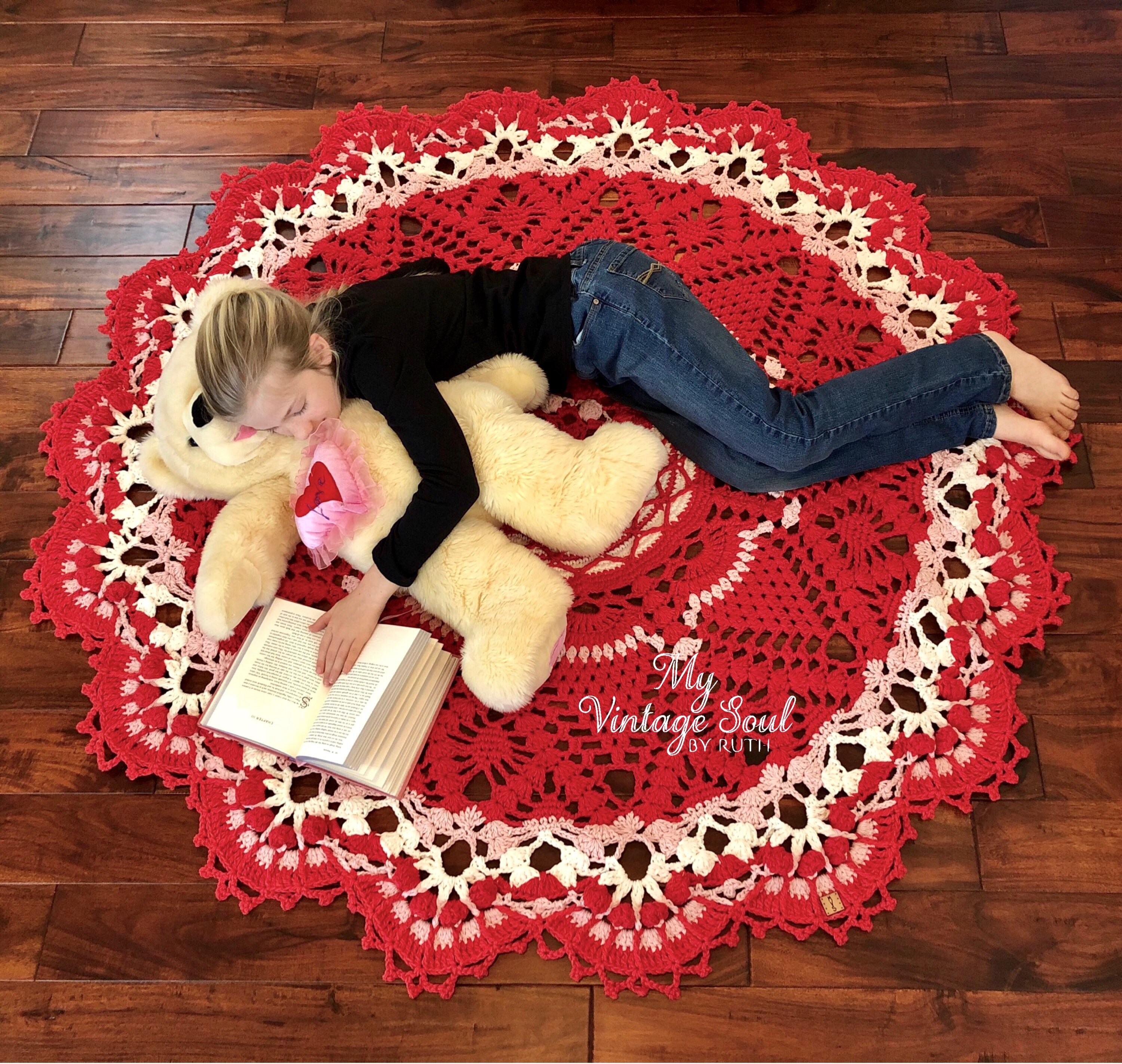 Christmas Rug Doily Rug Crochet Floor Rug Farmhouse Christmas Nursery