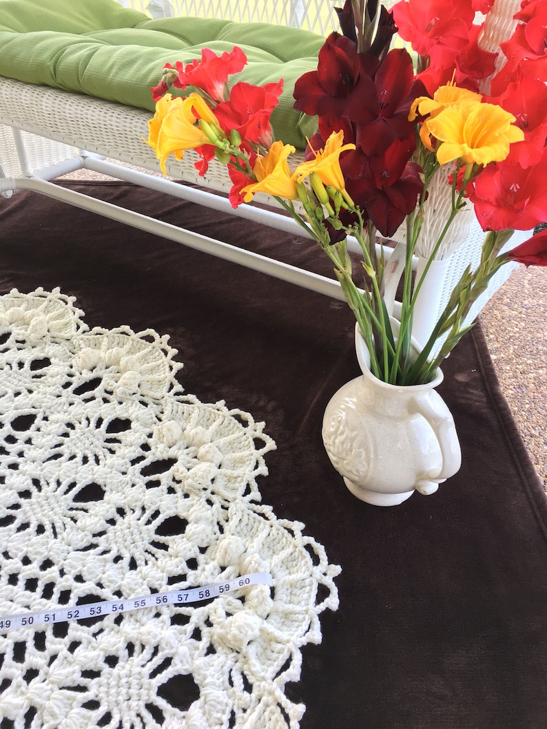 Cream Doily Rug Pineapple Doily Rug Farmhouse Decor Etsy