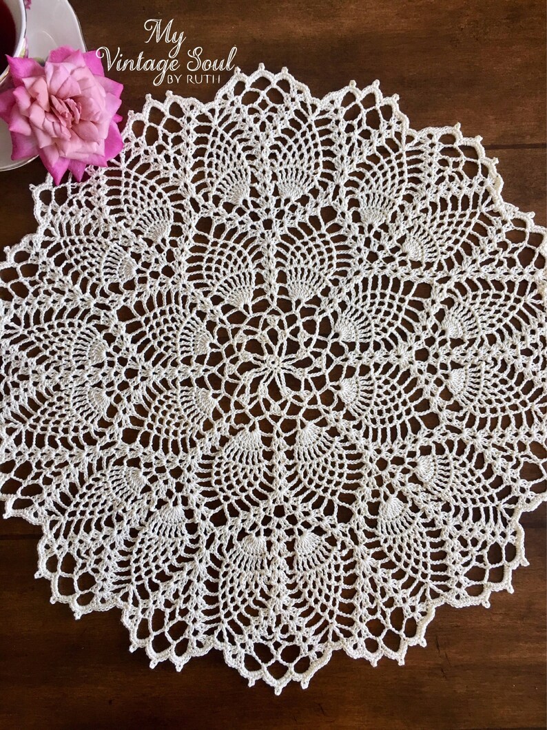 Cream Lace Doily Pineapple Doily Vintage Table Doily | Etsy