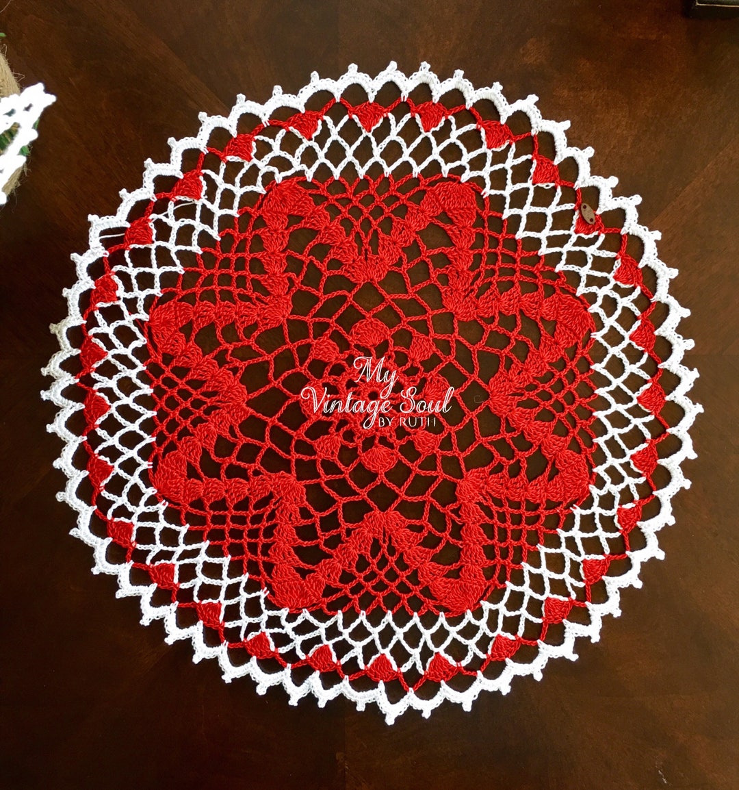Round Star Doily Christmas Doily Coffee Table Doily Etsy