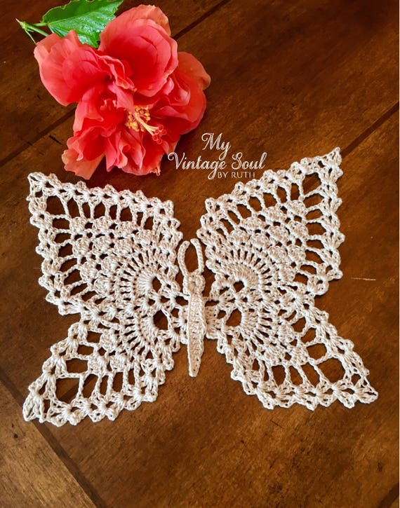 Crochet Butterfly Doily Butterfly Wall Art Lace Doily Etsy