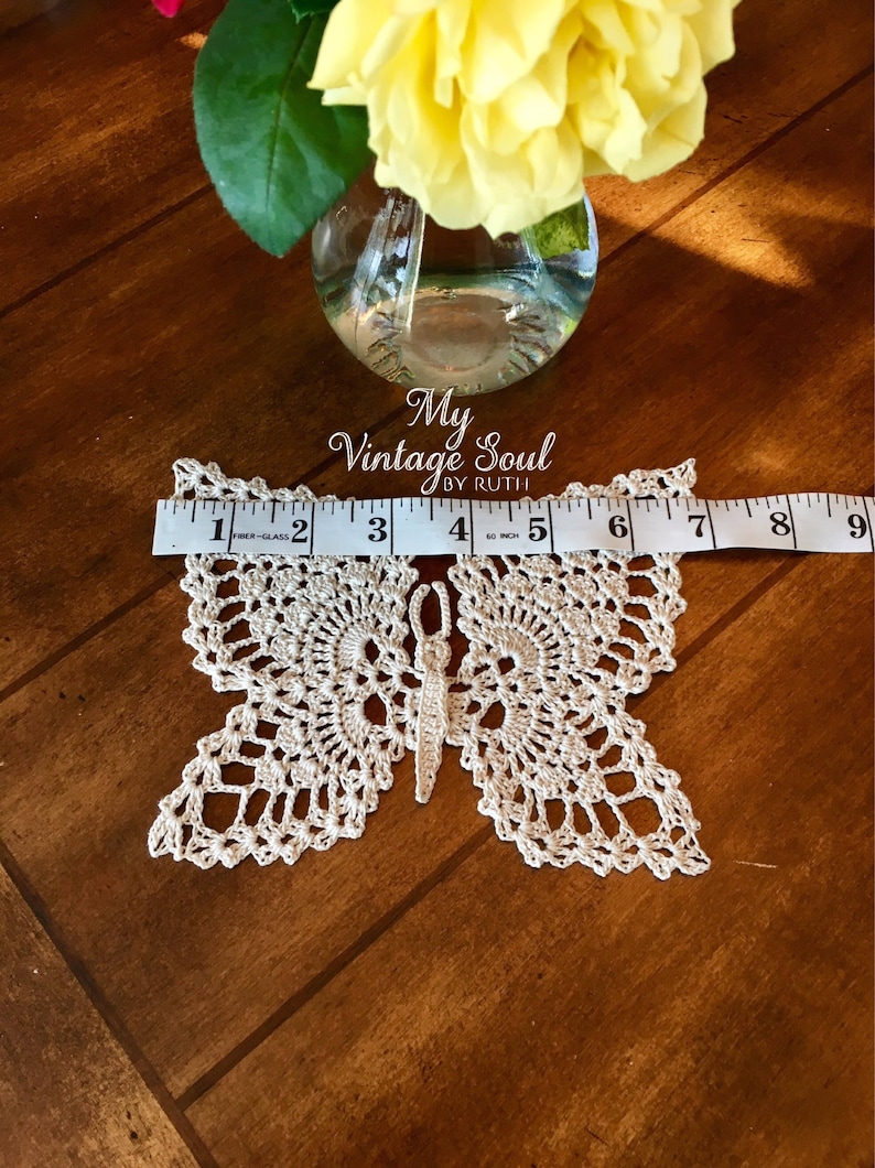 Crochet Butterfly Doily Butterfly Wall Art Lace Doily Etsy
