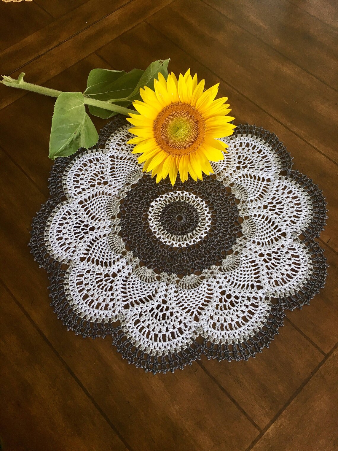 Gray Lace Doily Coffee Table Doily Pineapple Crochet Doily Etsy