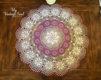 Lavender Lace Doily - Crochet Lace Doily - Wedding Doily - Rustic Home Decor - Table Centerpiece - Pinwheel Doily - Doily Wall Decor