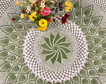 65" Crochet Tablecloth - Crochet Lace Tablecloth - Handmade Tablecloth - Farmhouse Tablecloth - Round Wedding Tablecloth - Cottage Decor