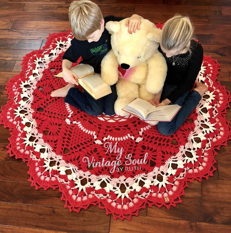 Christmas Rug Doily Rug Crochet Floor Rug Farmhouse Etsy