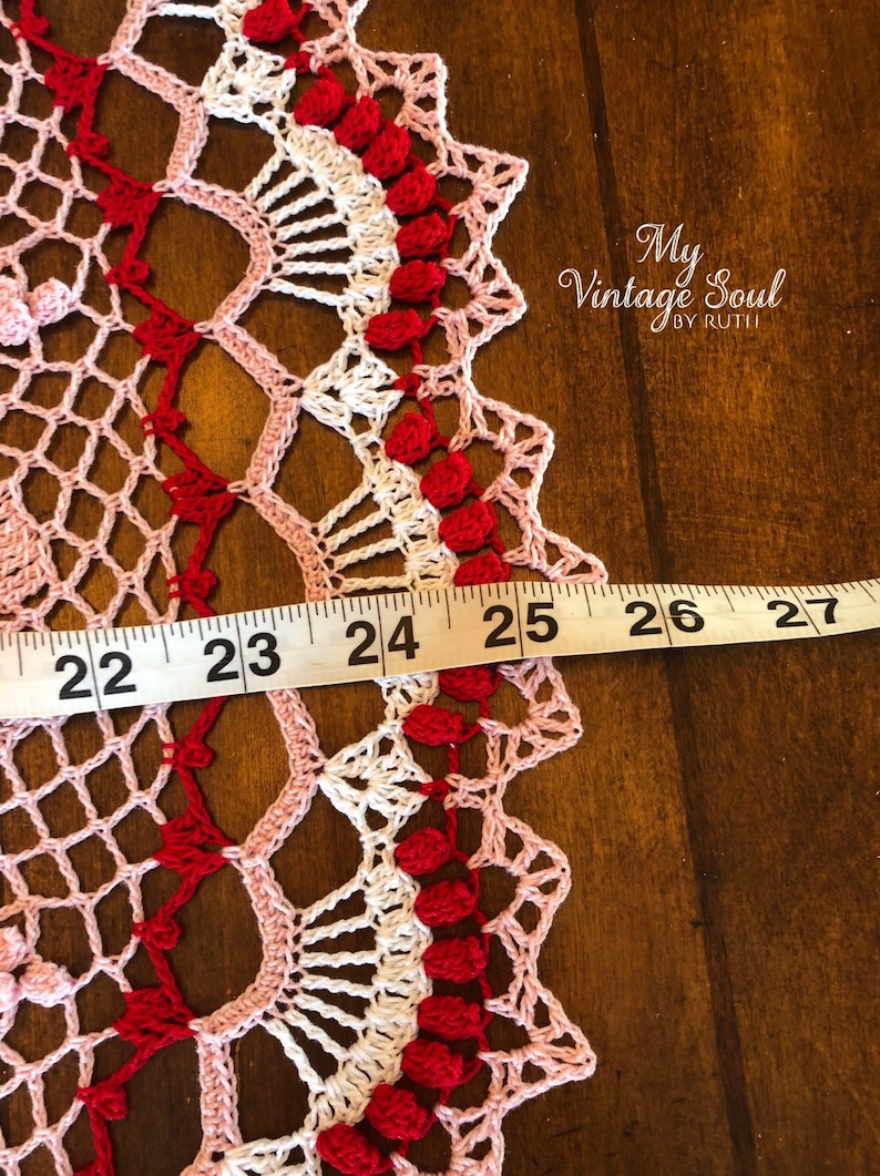 Crochet Heart Doily Round Table Centerpiece Crochet Lace Etsy