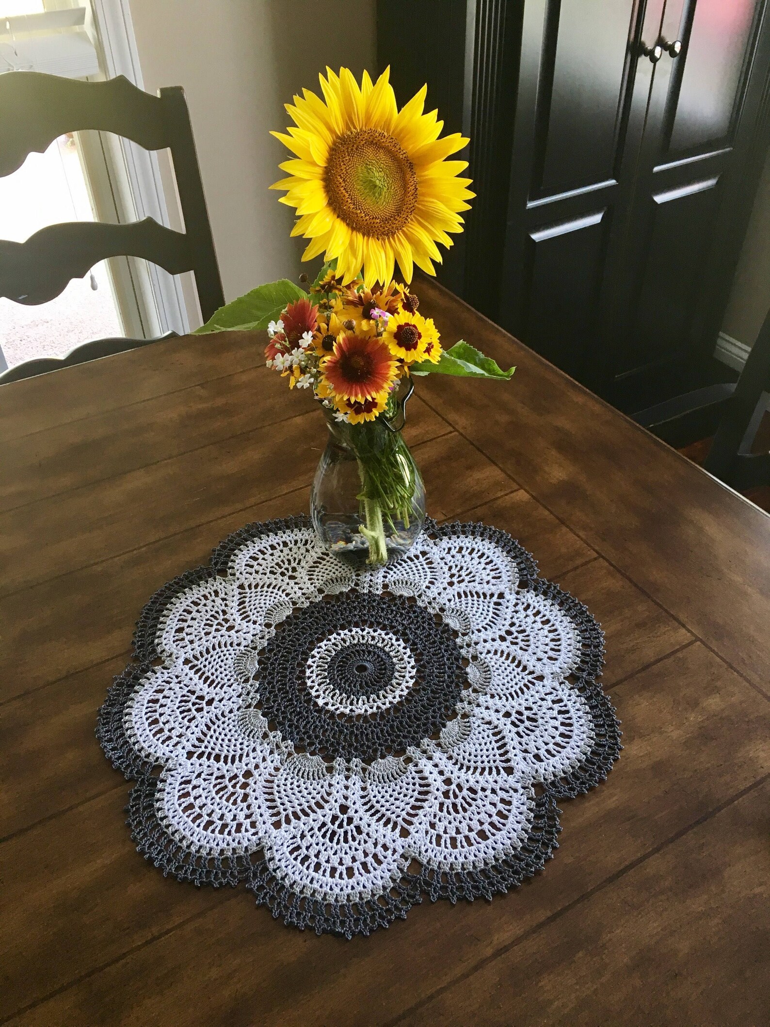 Gray Lace Doily Coffee Table Doily Pineapple Crochet Doily Etsy