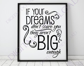 Positive Wall Art If Your Dreams Don/'t Scare You Dream Wall Art, Then They Aren/'t Big Enough Real Foil Print Rose Gold Home Decor