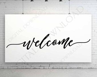 Welcome Design for Cricut Vinyl Crafts, Welcome Font Design Vectorized, Silhouette Sign Stencil, DXF Laser Cutting File, Welcome Printable