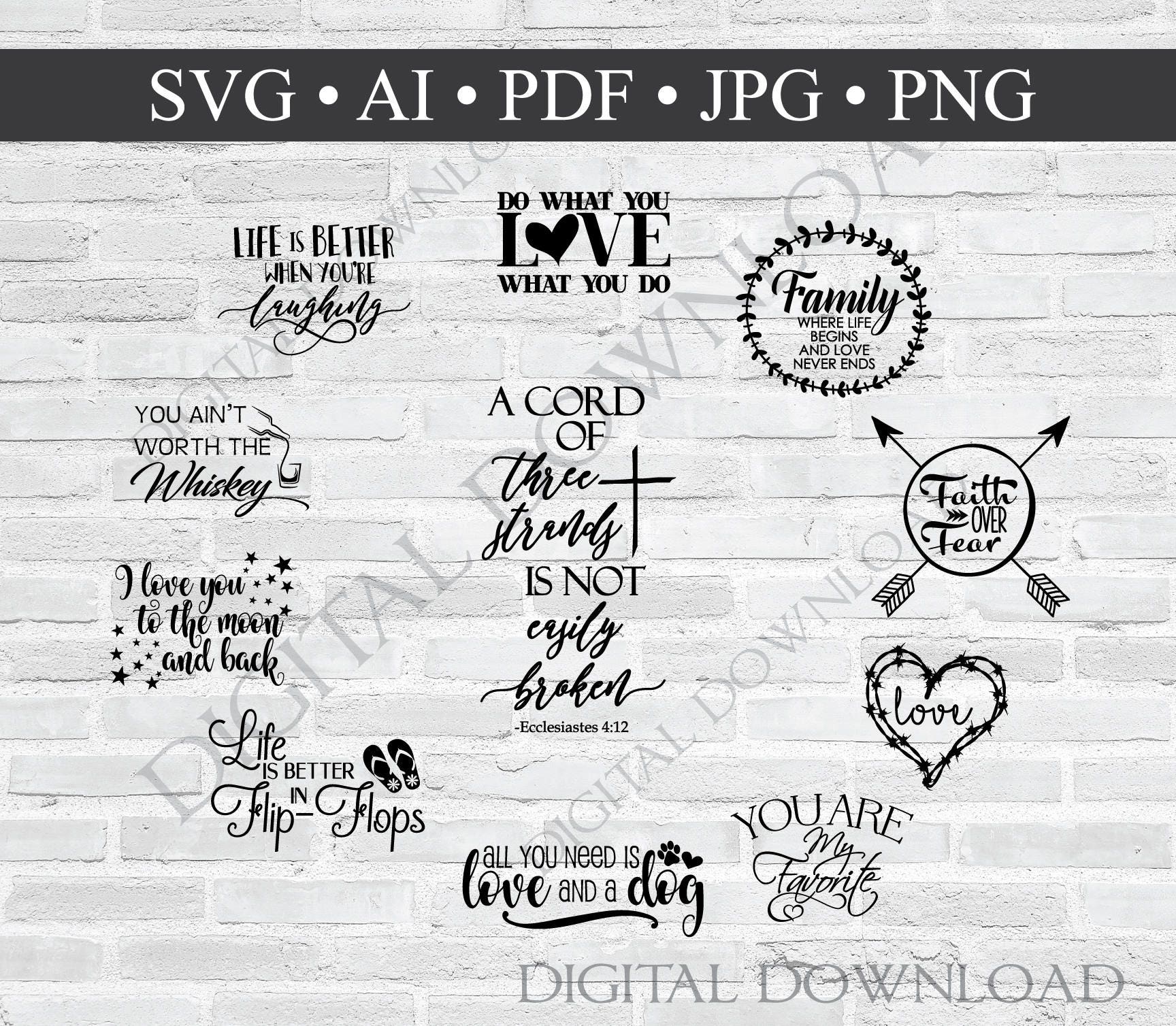 Download Quotes for Crafts Bundle SVG Clipart Sayings for Vinyl | Etsy