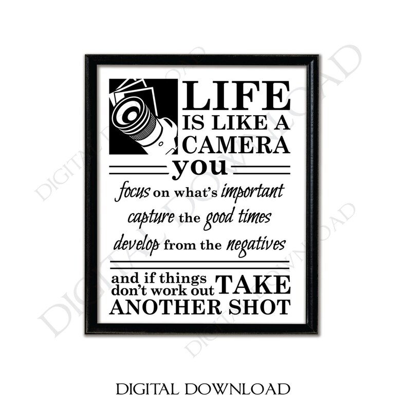 Life is Like a Camera Photography Quote Vector Digital Etsy