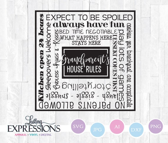 Download Svg Quote For Cricut Grandparent S House Rules Wood Sign Etsy