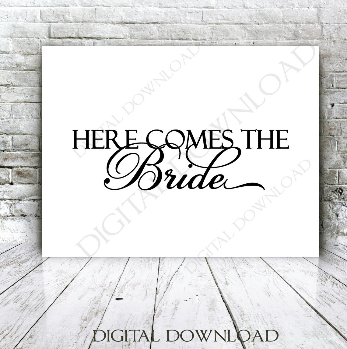 Here Comes the Bride Typography Design Vector Digital - Etsy