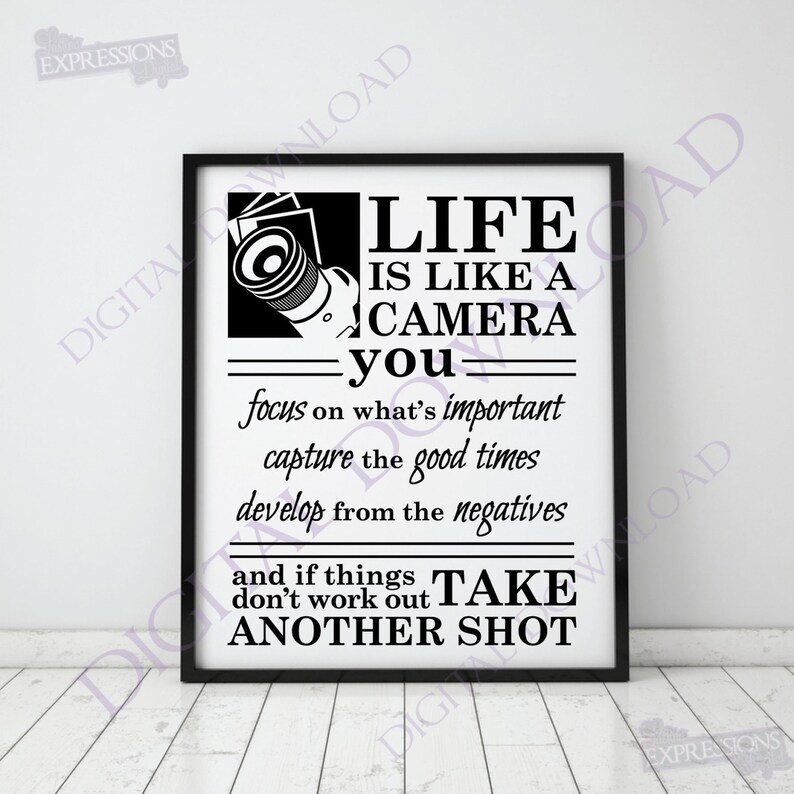 Photography Quote Life is Like a Camera Thank You Gift Etsy