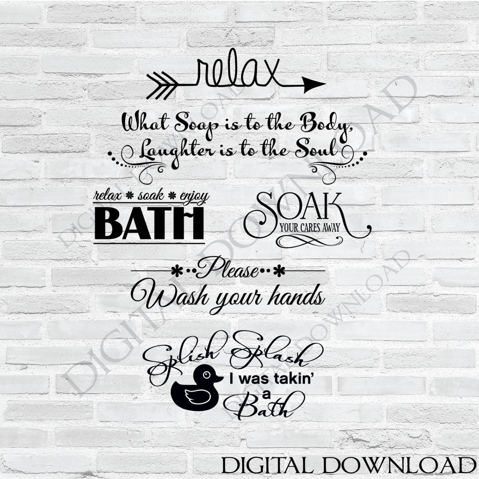 SVG Bundle Home Decor Sayings Bathroom Sign Printable Saying Etsy