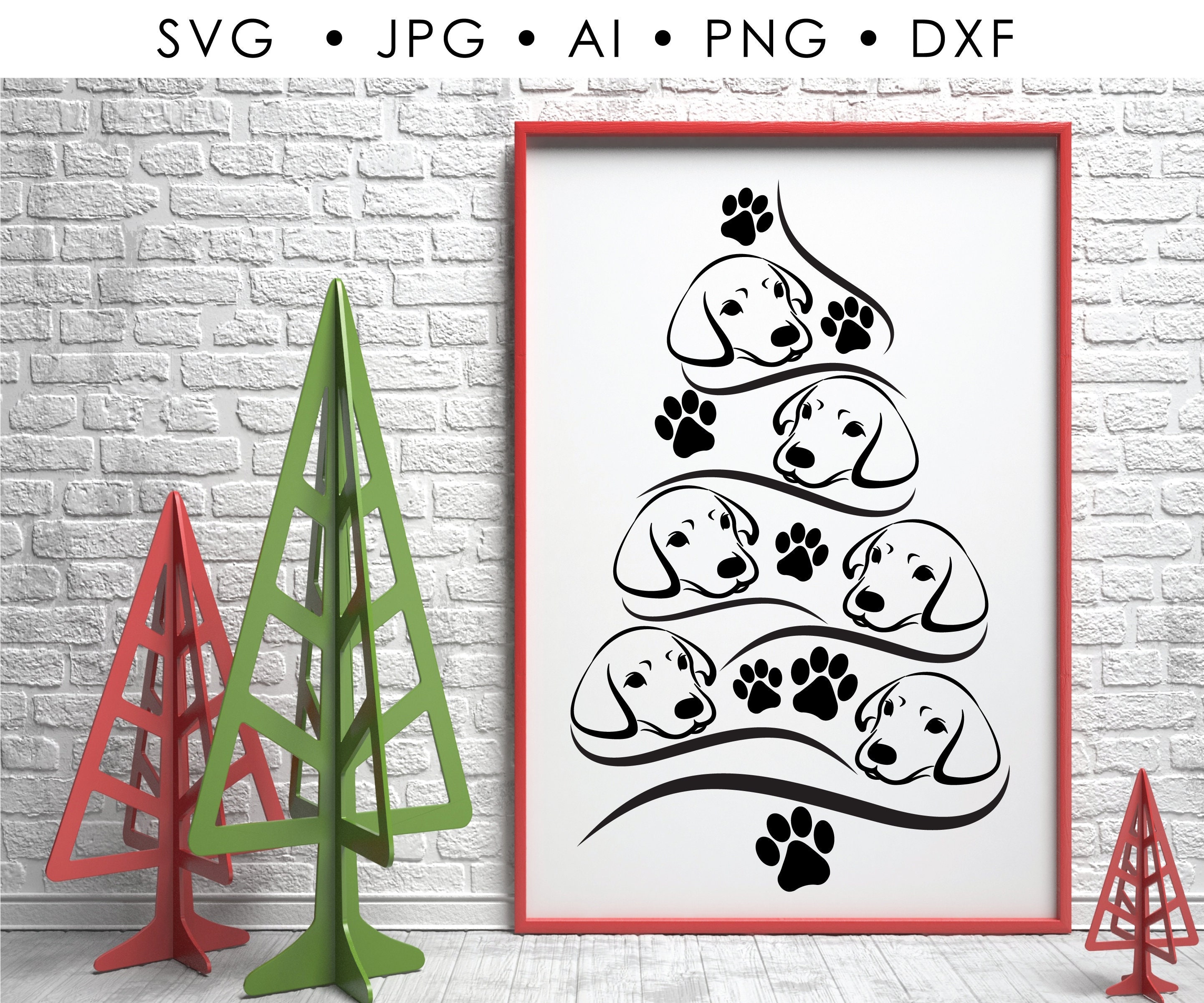 Dog Christmas Tree Clipart Vector Clipart Christmas Tree SVG Etsy