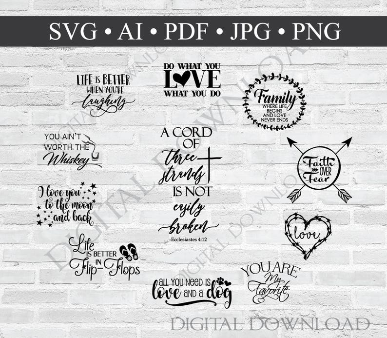 Download SVG Design Quote Set Vinyl Design Artwork Set 50 Vector | Etsy