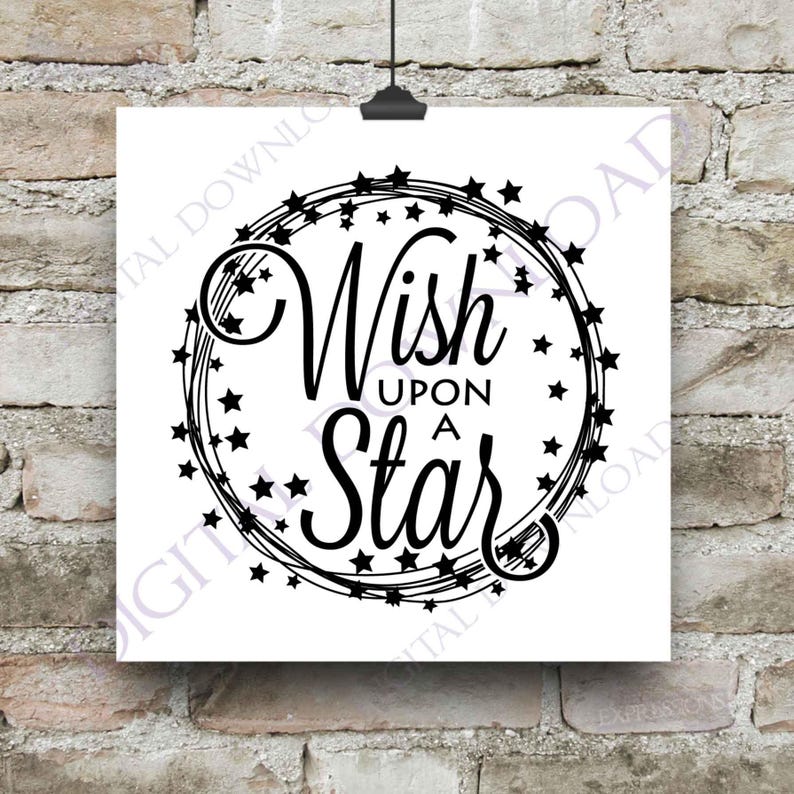 Download Wish upon a star Quote SVG Vector Clipart Saying Typography | Etsy