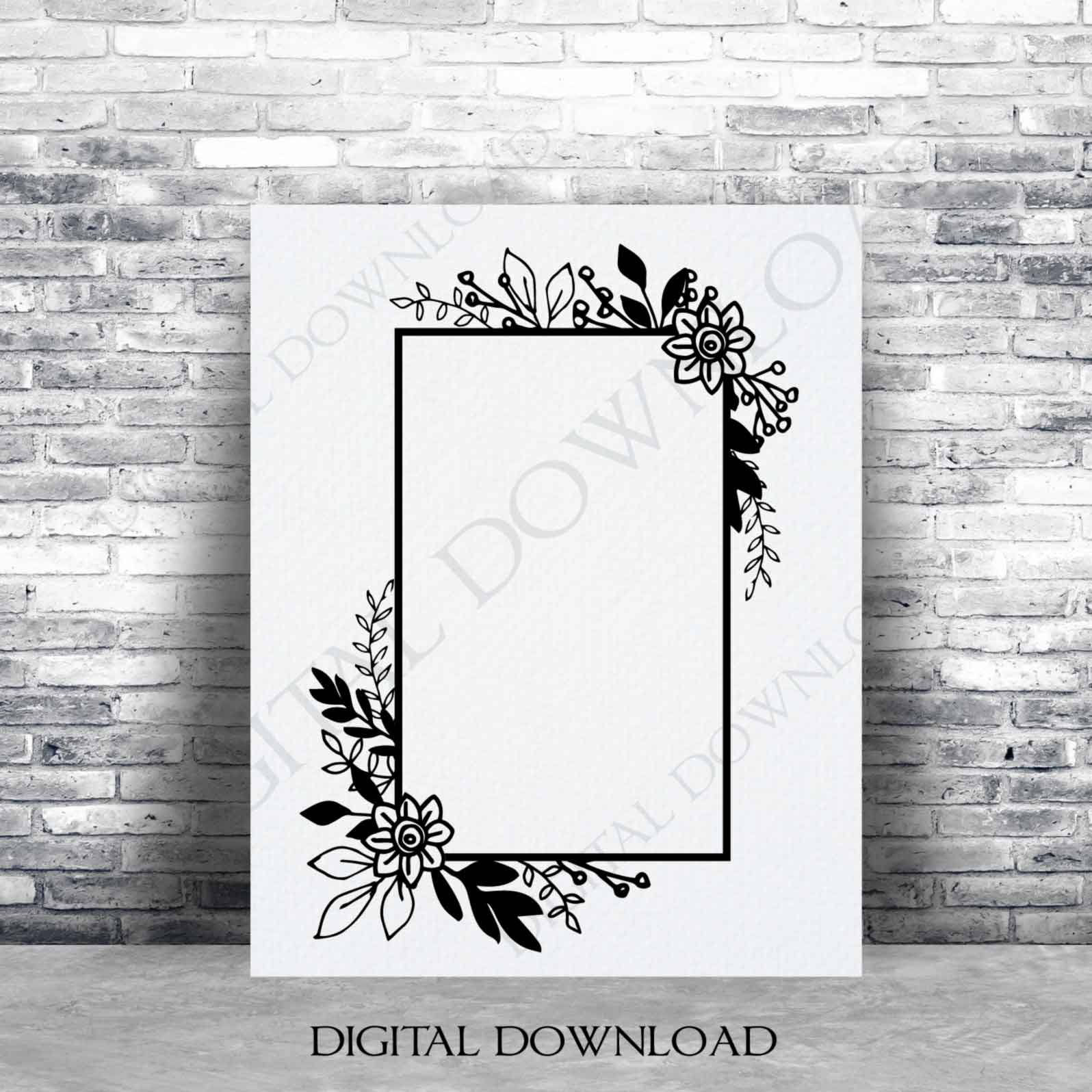Download Flower Border Svg Cricut Border Stencil Artwork Dxf Laser Etsy