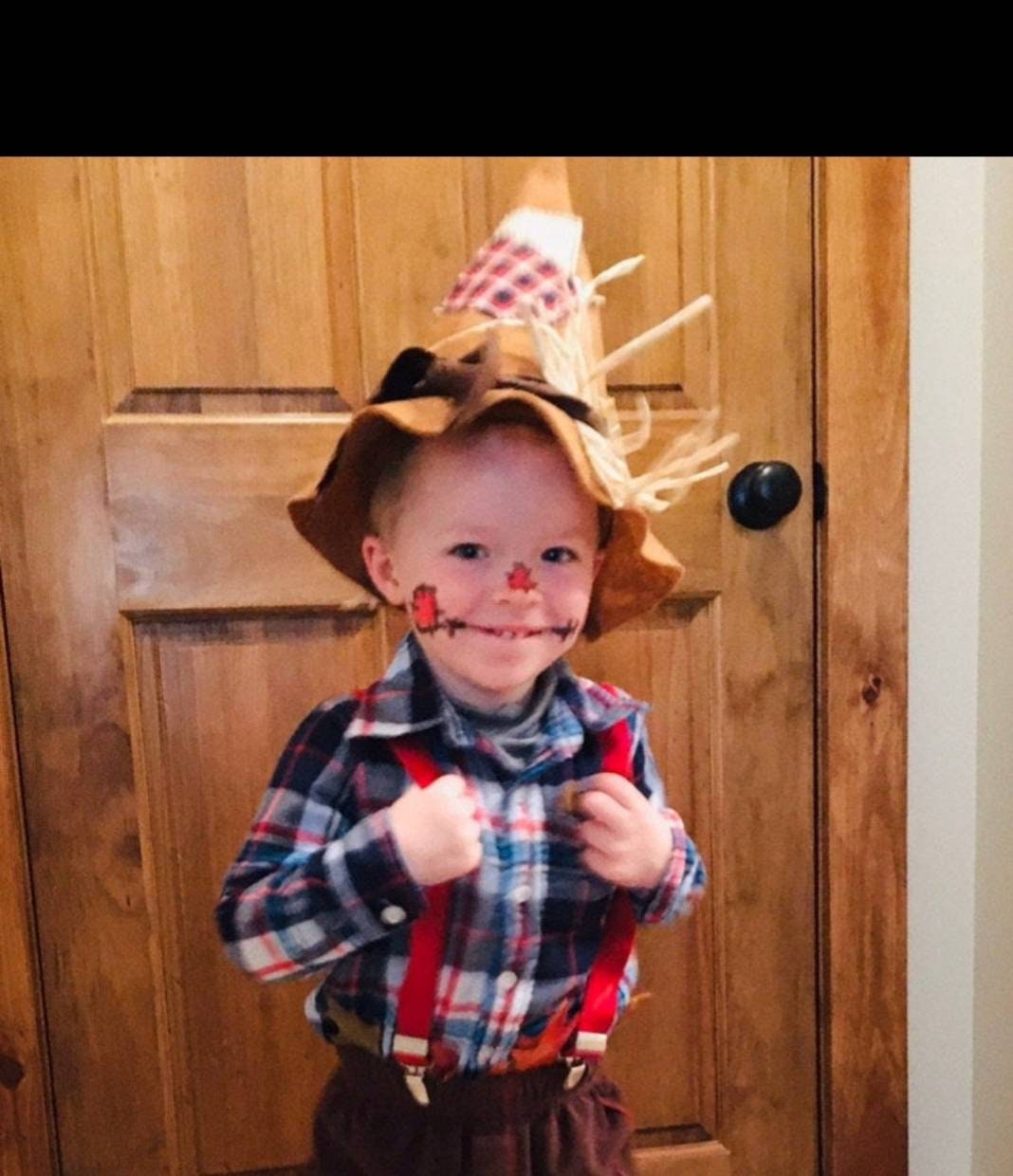 Toddler Plaid Patch scarecrow hat