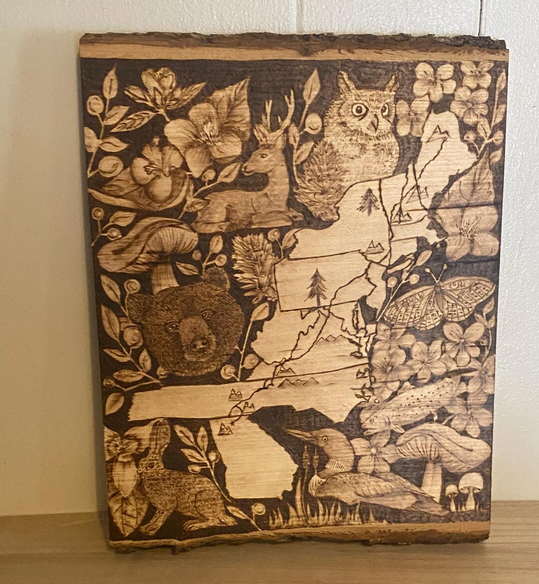 Appalachian Trail States Pyrography Map - Handcrafted Wooden Wall Art ...