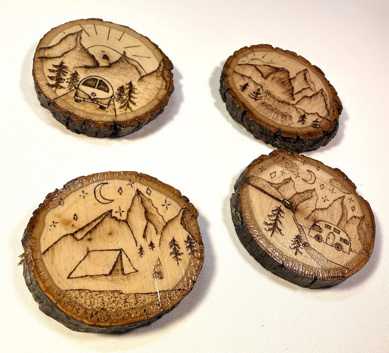 Wood-Burned Wild Adventure Coasters Set of 4 image 4