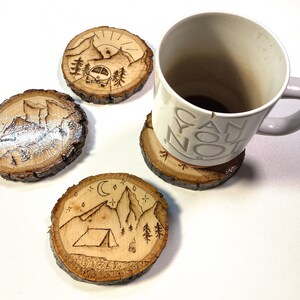 Wood-Burned Wild Adventure Coasters Set of 4 image 3