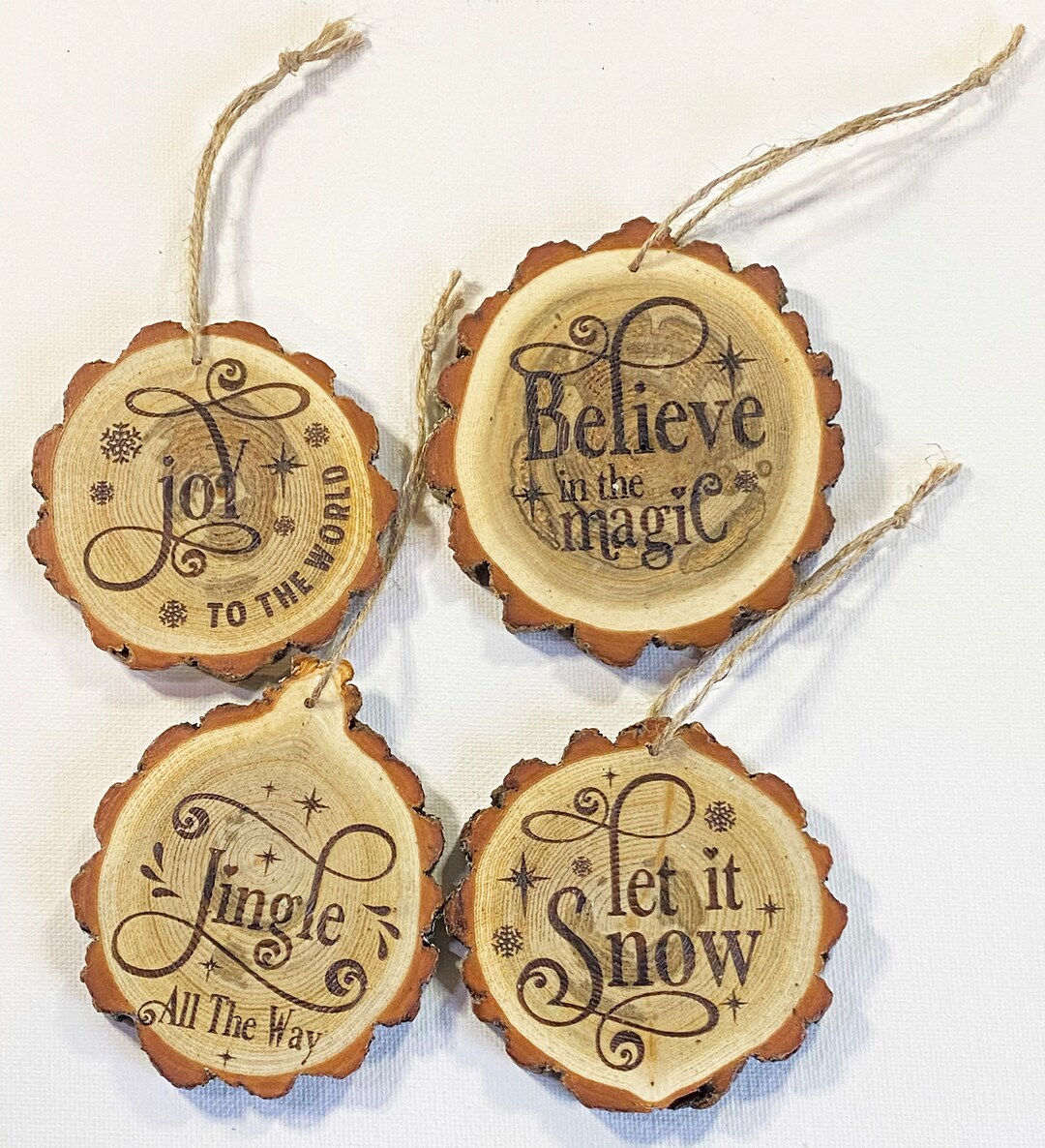 Tree Slice Christmas Ornament Set of 4, Christmas Decor, Tree