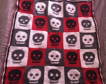 Skull Blanket Crochet Pattern with Chart  - PDF Pattern Only - Crochet Skull - Skull Crochet Pattern