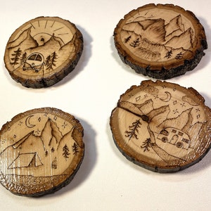 Wood-Burned Wild Adventure Coasters Set of 4 image 2