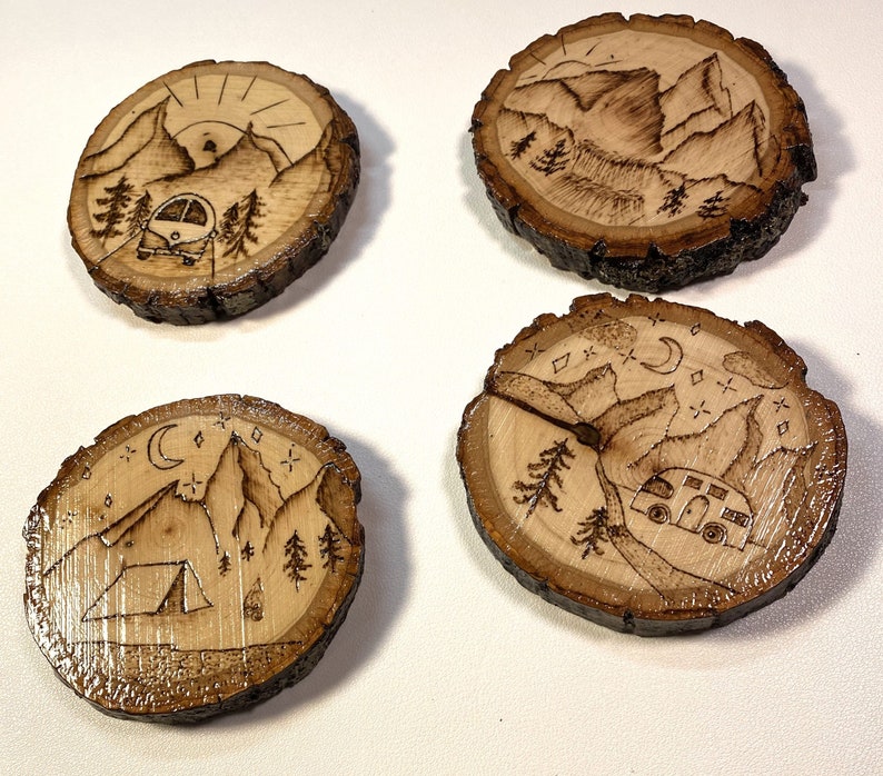 Wood-Burned Wild Adventure Coasters Set of 4 image 2