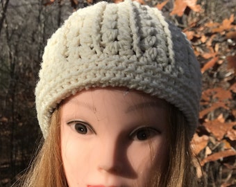 Ivory Cluster Post Crochet Hat | Crochet Beanie - Winter Hat Beanie for Women | Classic Beanies | Winter Accessory