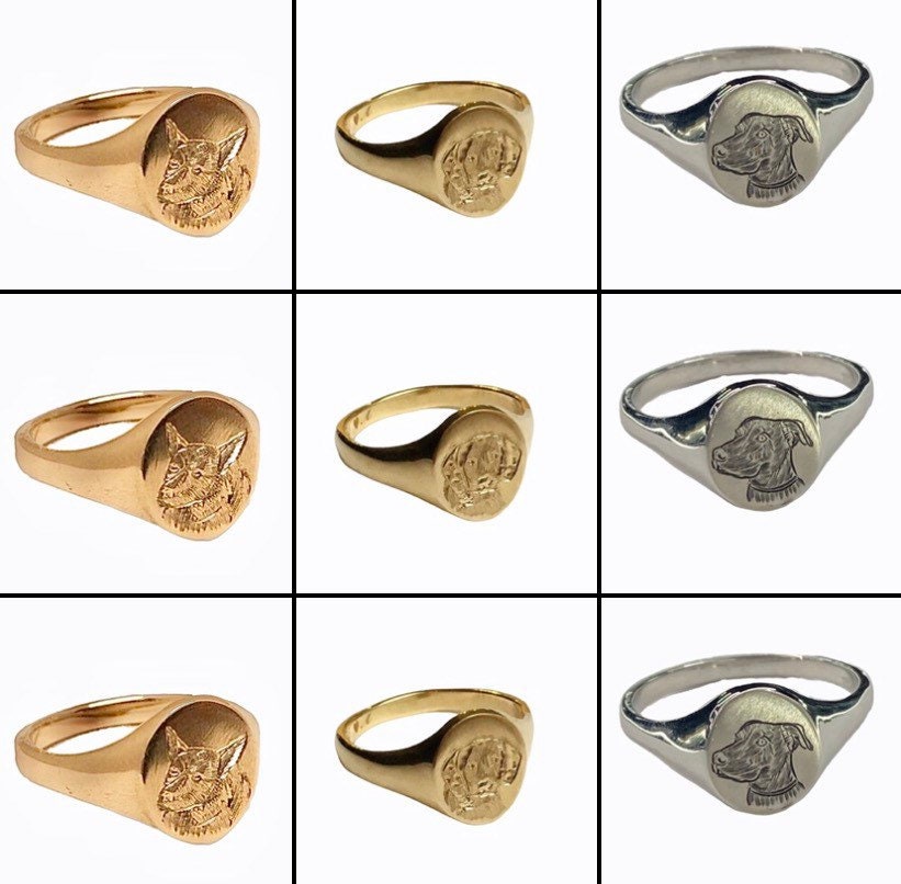 Custom Pet Portrait Ring Hand Engraved Etsy