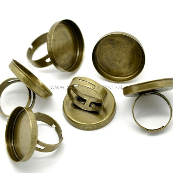 25mm - 1/10/50/100 Bagues Cabochon 25mm - Bronze - Bague Cabochon