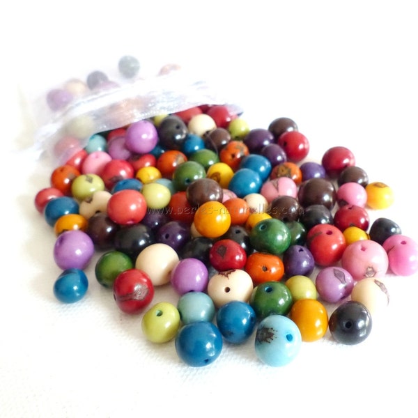 Acai - Assortiment Multicolore - Perles Graines d'Acai - Asai Assortiment multicolore - Quantité au Choix