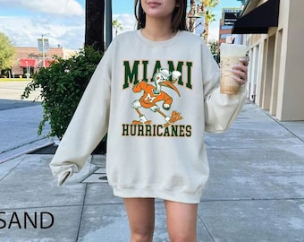 Vintage 90s University Of Miami Hurricanes Crewneck Sweatshirt Sportswear , Vintage Shirt , Unisex shirt