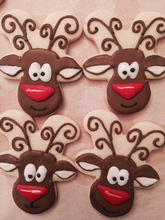 Rudolph The Red Nosed Reindeer Cookies Etsy
