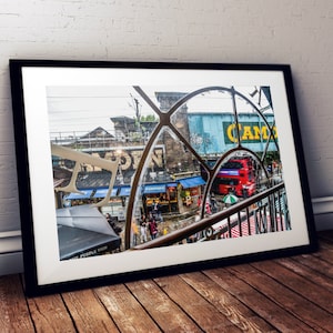 Camden Market, Camden Town, London, England - Photo of Classic Double-Decker Red Bus Framed Amidst the Fun, Funky Energy of Camden Market