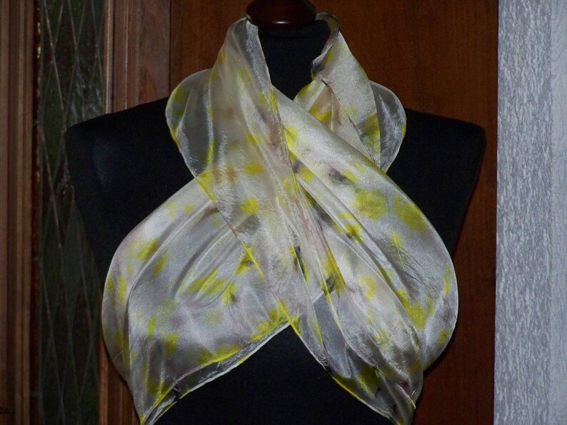 silkscarf, white, yellow, grey, brown for her image 5