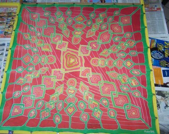 Silkscarf, abstract pattern, red, green for her