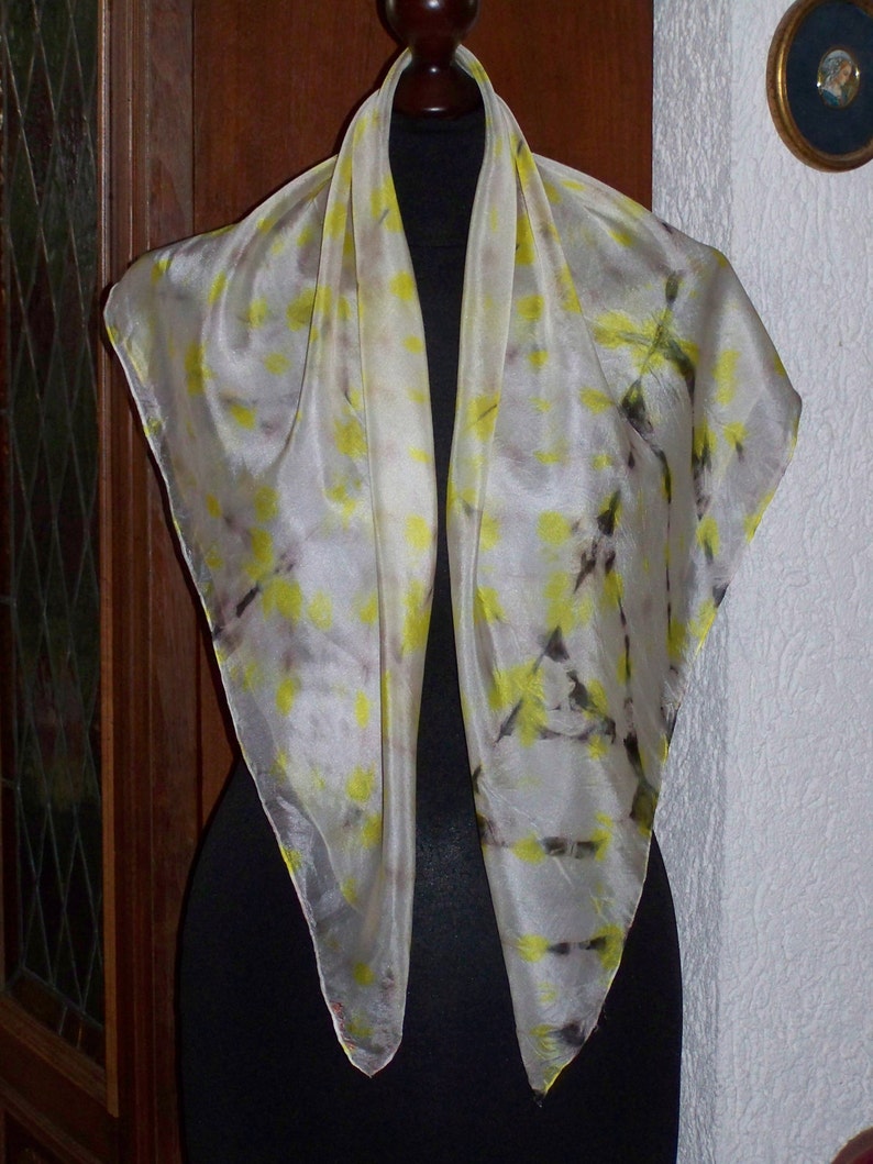 silkscarf, white, yellow, grey, brown for her image 3