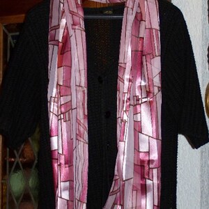 Long vintage Scarf in rosé with geometrical pattern, ca. 12''x54'', 1970ies image 5