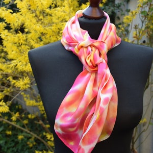 square silkscarf, white, yellow, pink for her image 3