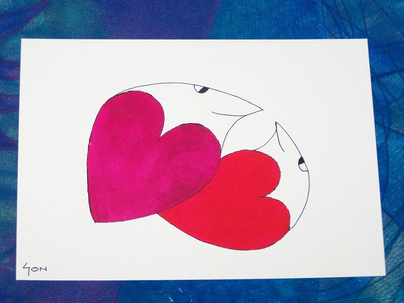 Cartes postales avec des nains et des cœurs pour de belles occasions, 5 cartes postales d'artistes avec des motifs d'Egon Ochner image 4