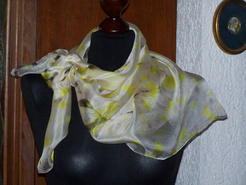 silkscarf, white, yellow, grey, brown for her image 4