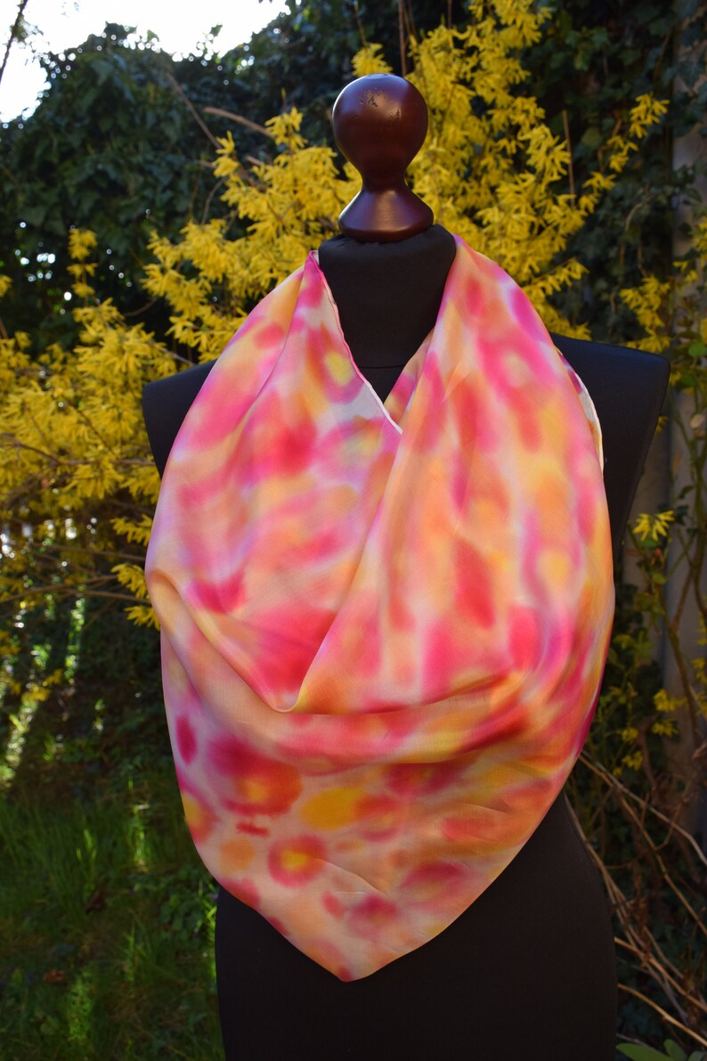 square silkscarf, white, yellow, pink for her image 9