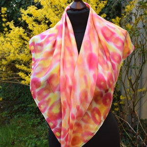 square silkscarf, white, yellow, pink for her image 2